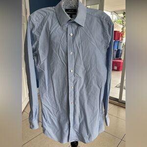 Apt. 9 Men's Blue and White Striped Dress Shirt